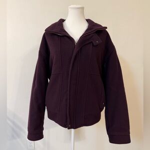 Boston Traders 100% Wool Sherpa Lined Zip Up Jacket Coat USA Men Large Burgundy